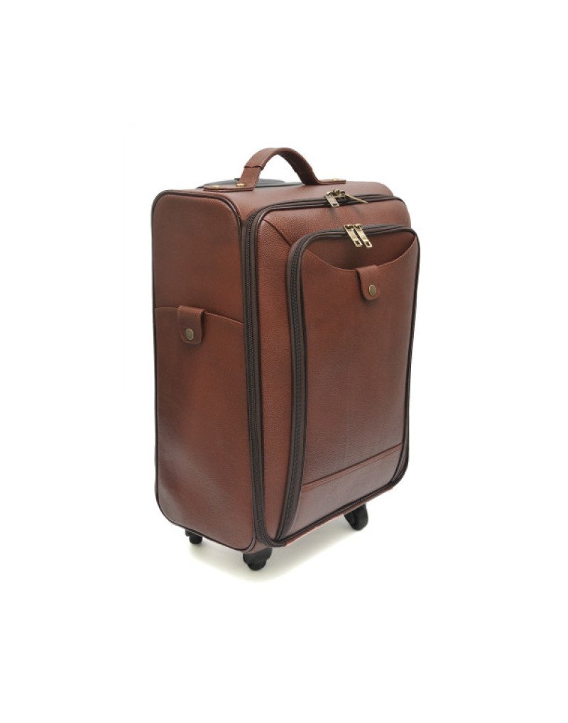 Trolly Pure Leather Cabin Luggage- Brown, Black & Tan