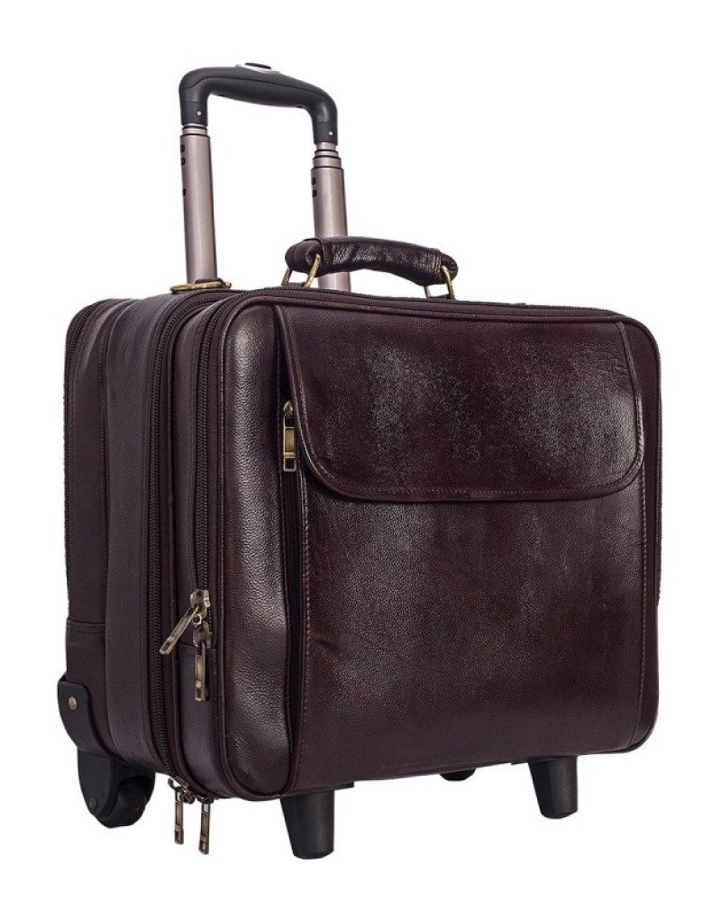 Buy MBOSS Faux Leather 2 Wheels Overnighter Laptop Trolley Travel Bag�