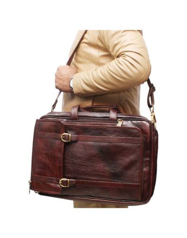 Business Men Genuine Leather Brown Backpack BP11