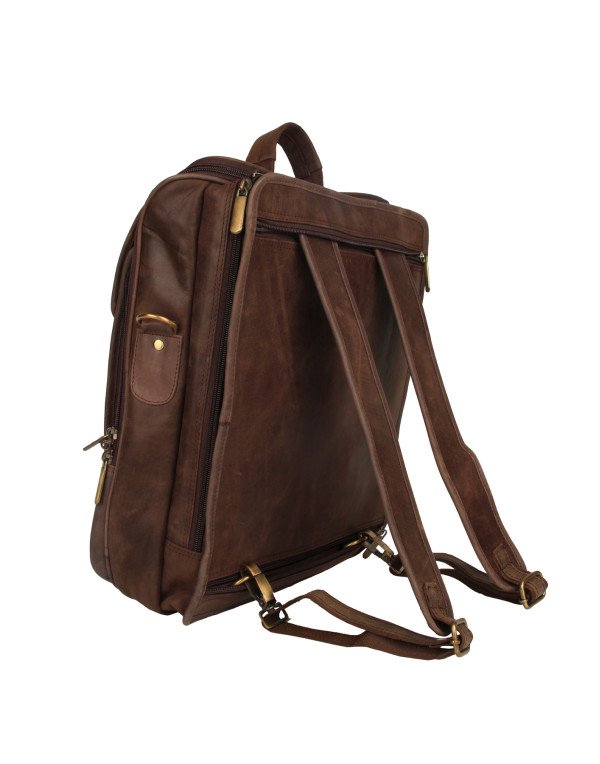 HugMe.fashion Genuine Leather Backpack for Men in Black and Brown BP20