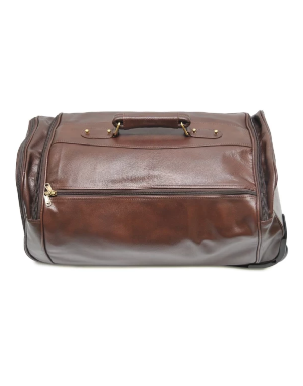 Men Genuine Leather Duffle Bag With Trolley DB12