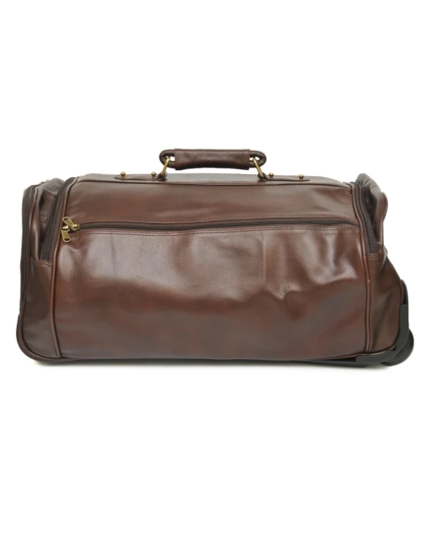 Men Genuine Leather Duffle Bag With Trolley DB12