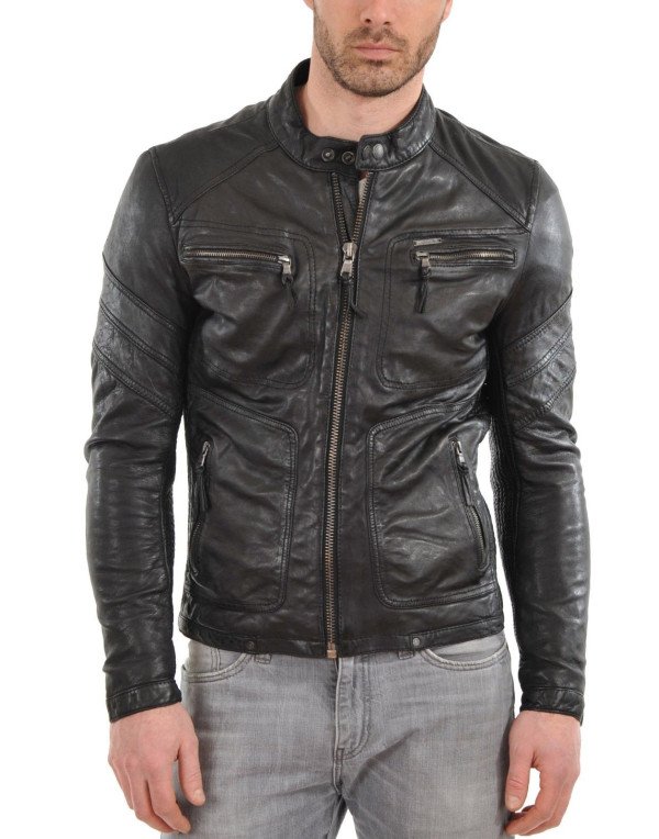 HugMe.fashion Genuine Leather Jacket Motorcycle Jacket JK14