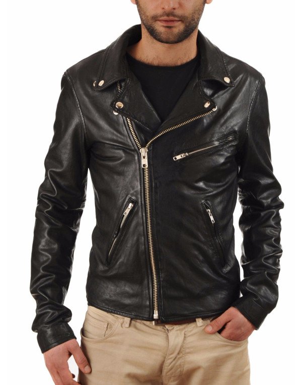 HugMe.fashion Genuine Leather Black Biker Jacket L...