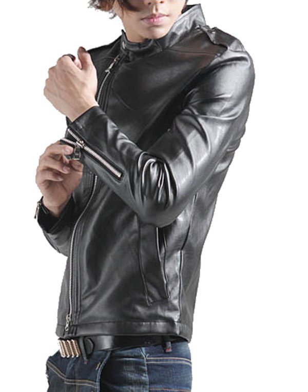 HugMe.fashion New Stylish Leather Jacket in Cross Zip Closure JK166