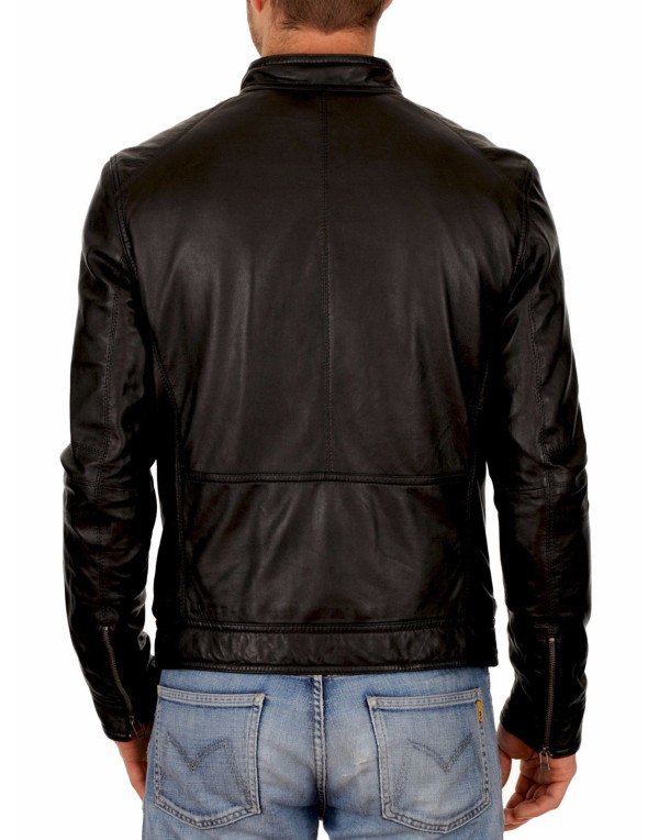 HugMe.fashion Genuine Leather biker Jacket For Men, Color Black JK17