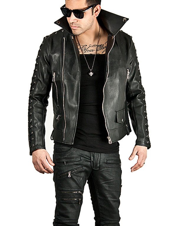 HugMe.fashion Men New Genuine Leather Black Slim Rider Jacket JK170