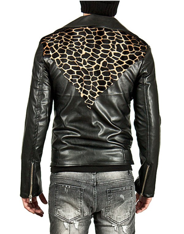 Men's New Stylish Striking Leopard Genuine Leather  Jacket JK171