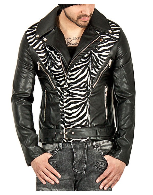 Men's New Stylish Striking Leopard Genuine Leather  Jacket JK171