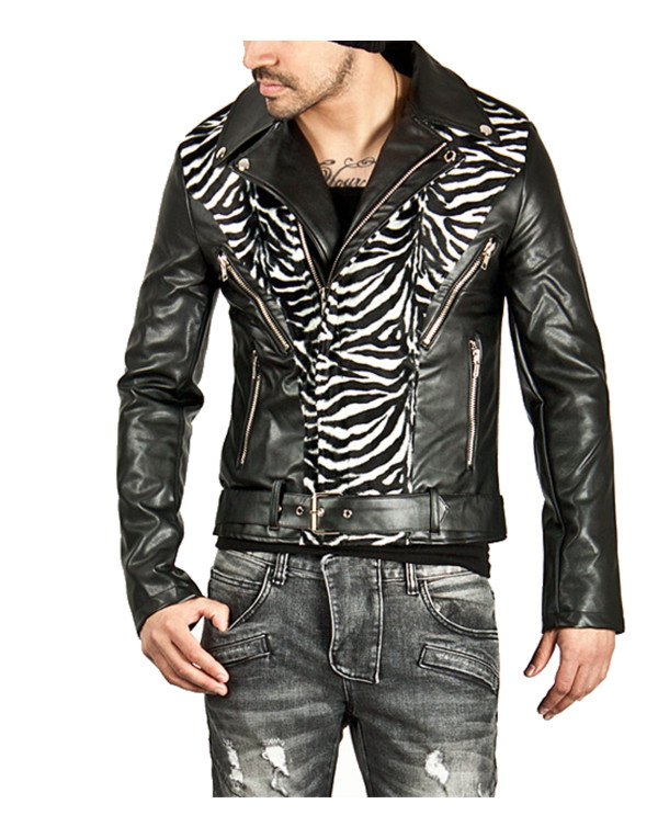 Men's New Stylish Striking Leopard Genuine Leather  Jacket JK171