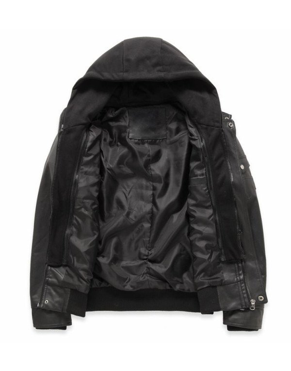 HugMe.fashion Genuine Leather Jacket With Hoodie JK180