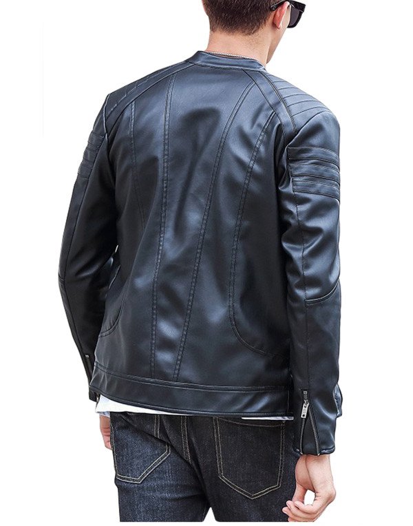HugMe.fashion Leather Jacket Slim Fit Biker Small Prince Collar JK190
