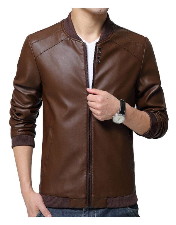 HugMe.fashion Leather Jacket Slim Fit With Elastic closer JK193