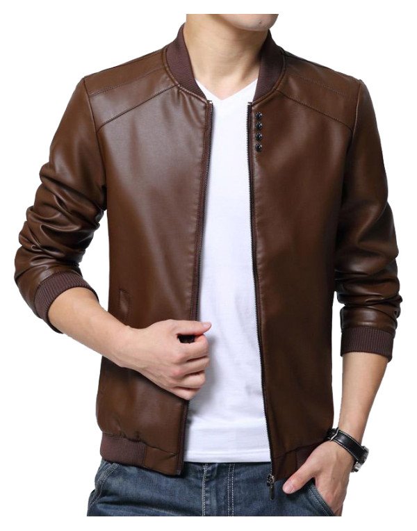 HugMe.fashion Leather Jacket Slim Fit With Elastic...
