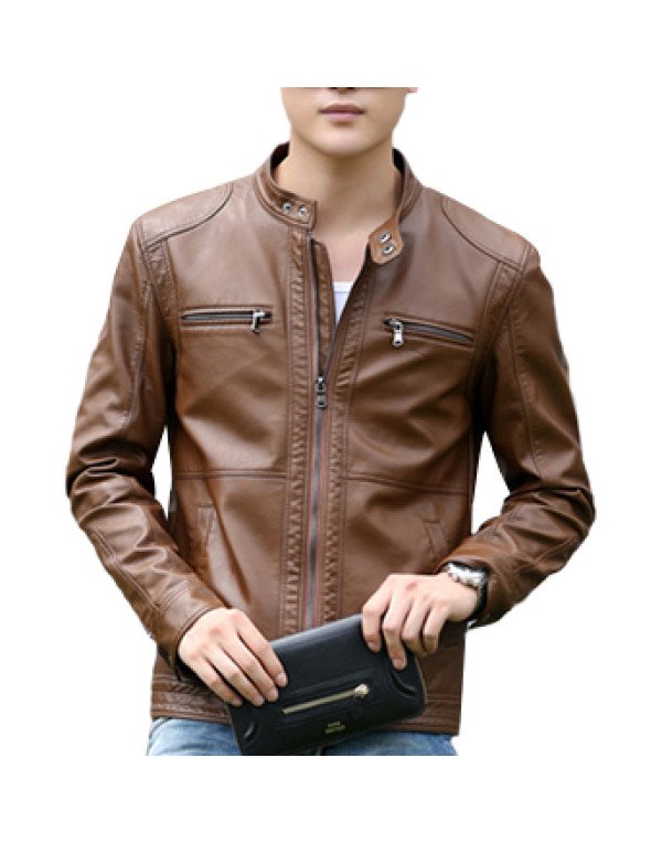 HugMe.fashion Leather Jacket Riding Jacket with 2 Chest Pocket JK195