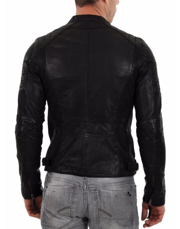 HugMe.fashion Men Genuine Leather Jacket in Black color JK25