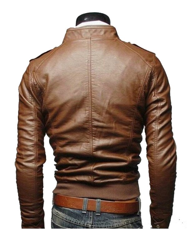 Slim Fit Stylish Brown Custom Leather Biker / Motorcycle Jacket for Men JK3