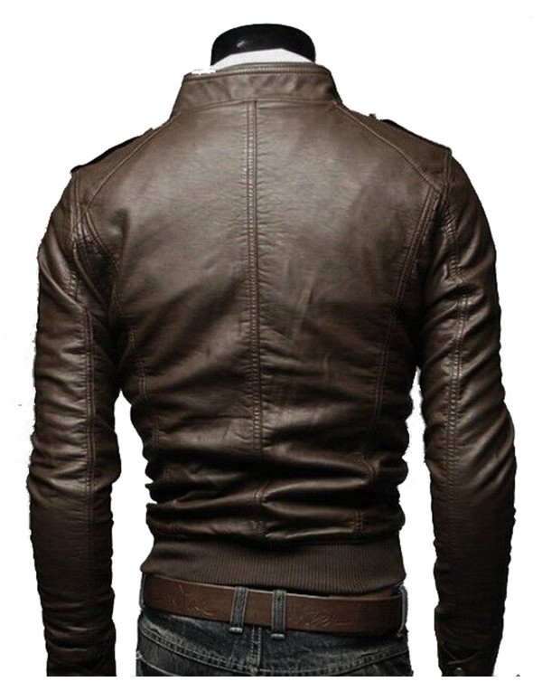 Slim Fit Stylish Brown Custom Leather Biker / Motorcycle Jacket for Men JK3