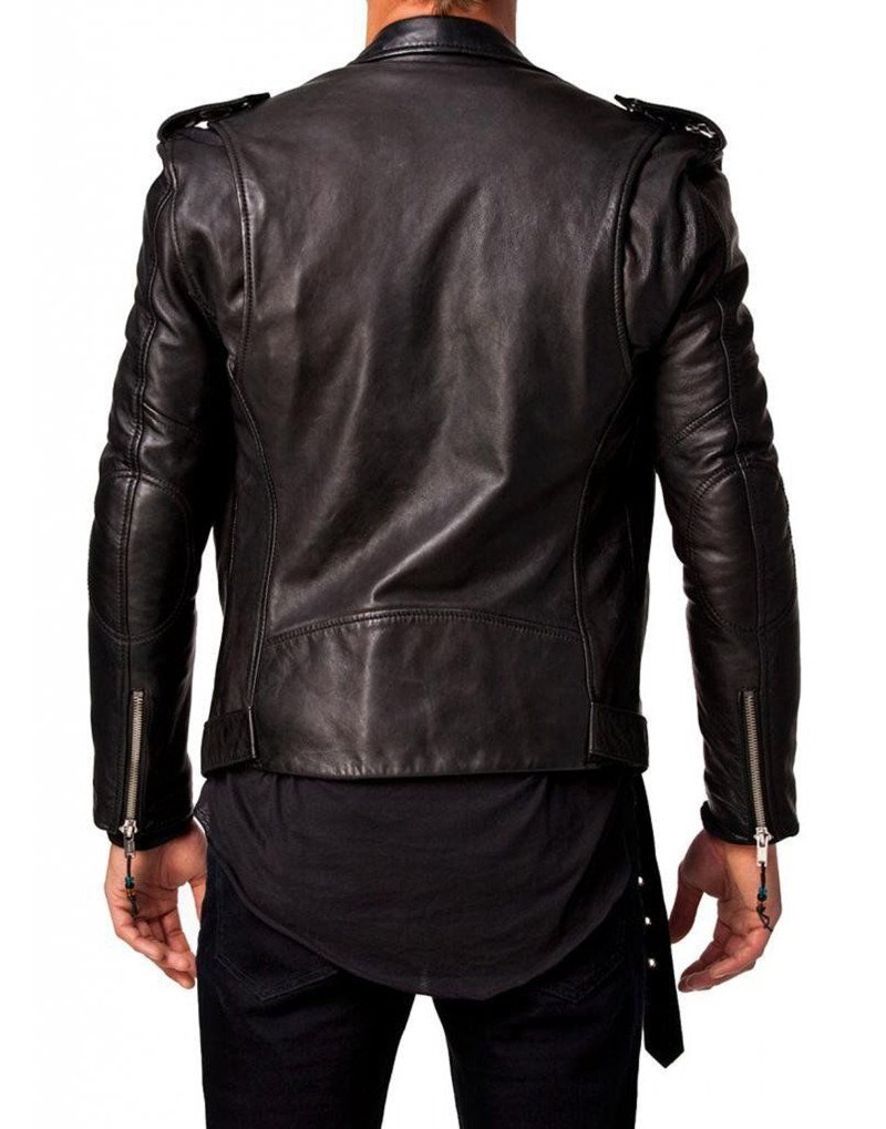 Teakwood Leathers Men's 100% Genuine Dark Blue Leather Jacket