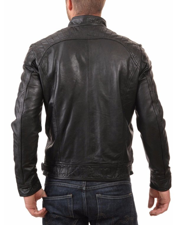 HugMe.fashion Genuine Biker Leather Jacket in Black JK8