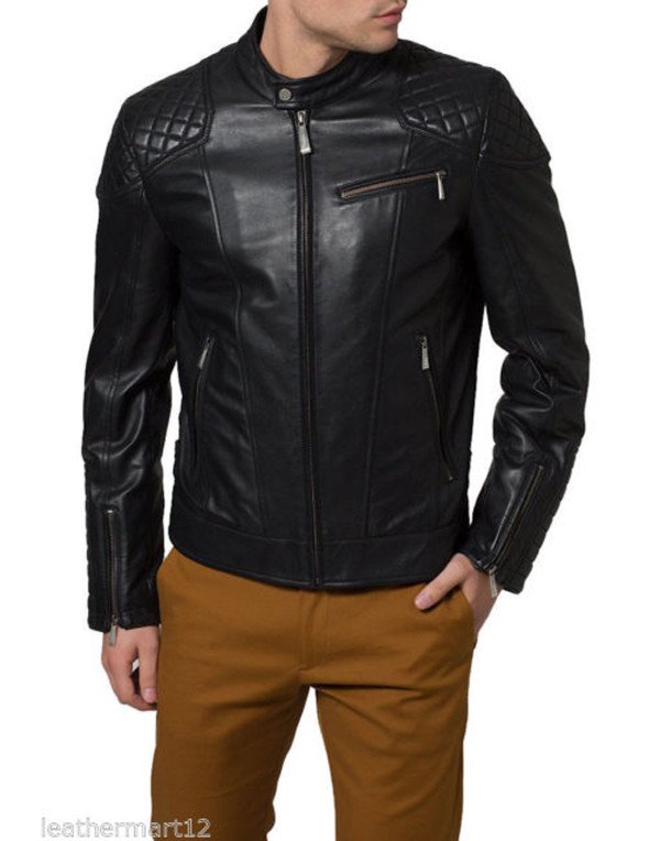 HugMe.fashion Genuine Leather Jacket style Slim Fi...