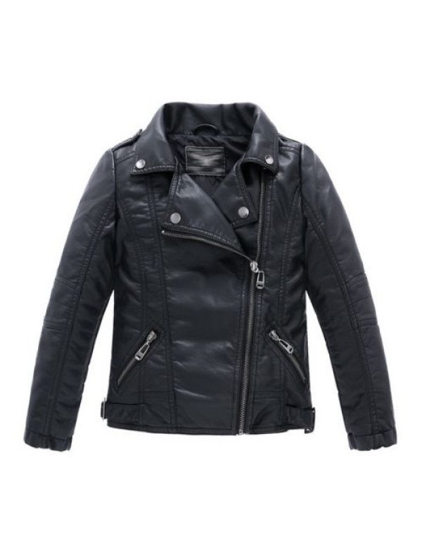 Hugme.Fashion Black Party Winter Unique Leather Jacket For Kids