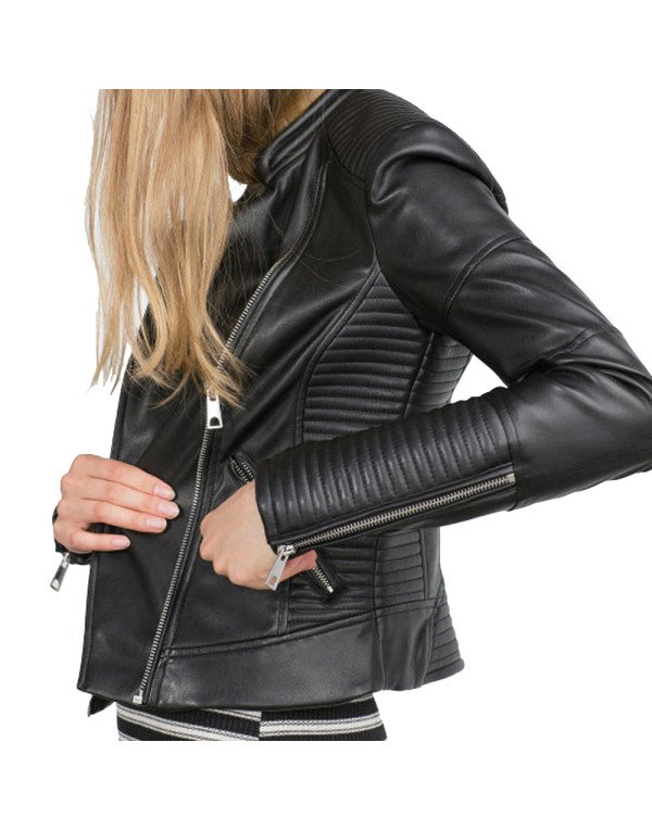 HugMe.fashion New Ladies Biker Leather Jacket In Black Color LJK38