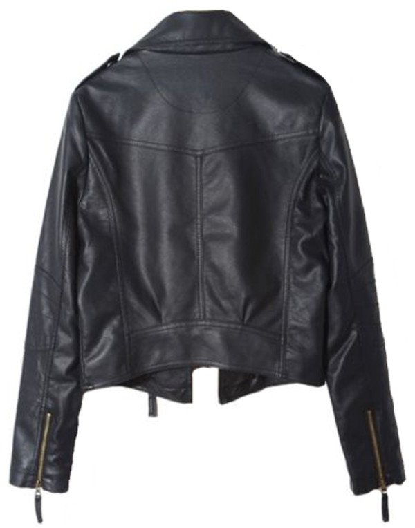 Genuine Leather Short Ladies Leather Jacket in Black LJK46