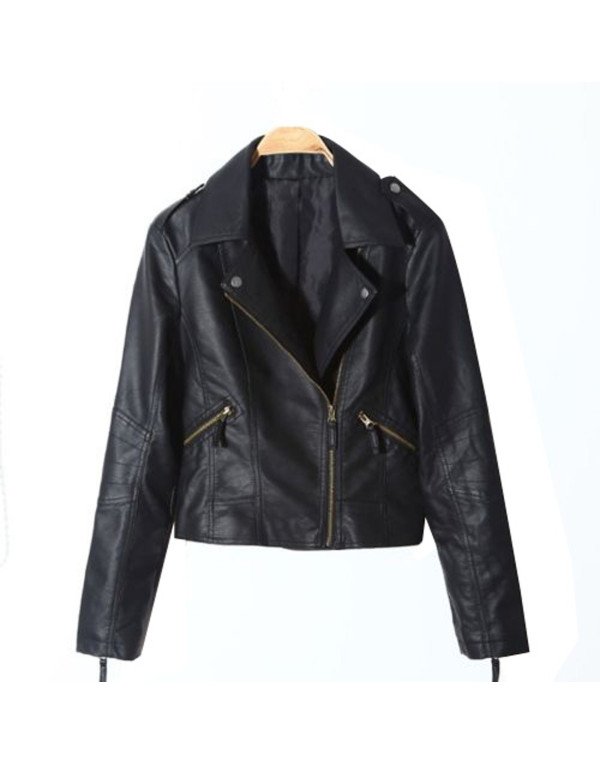 Genuine Leather Short Ladies Leather Jacket in Bla...