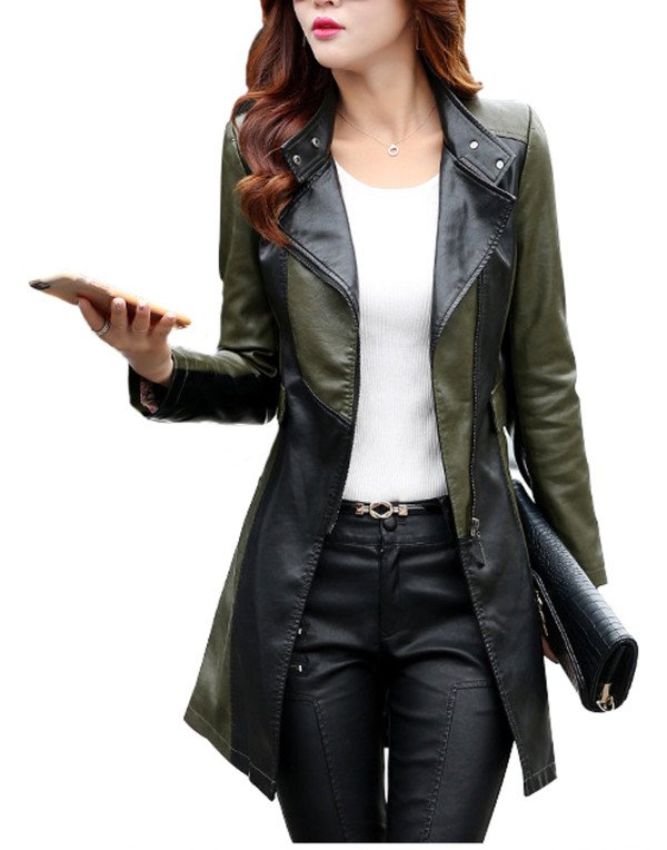 HugMe.fashion Ladies Genuine Sheep Leather Jacket Long Coat LJK58