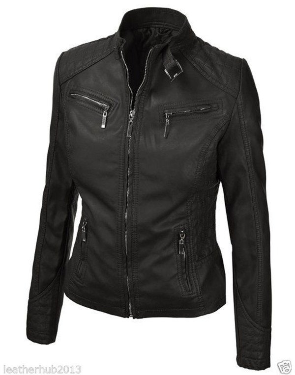 HugMe.fashion New Women Biker Genuine Leather Jacket LJK9