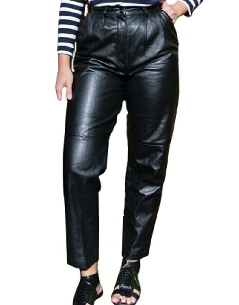 Casual Regular Fit Black Leather Pant LPT12