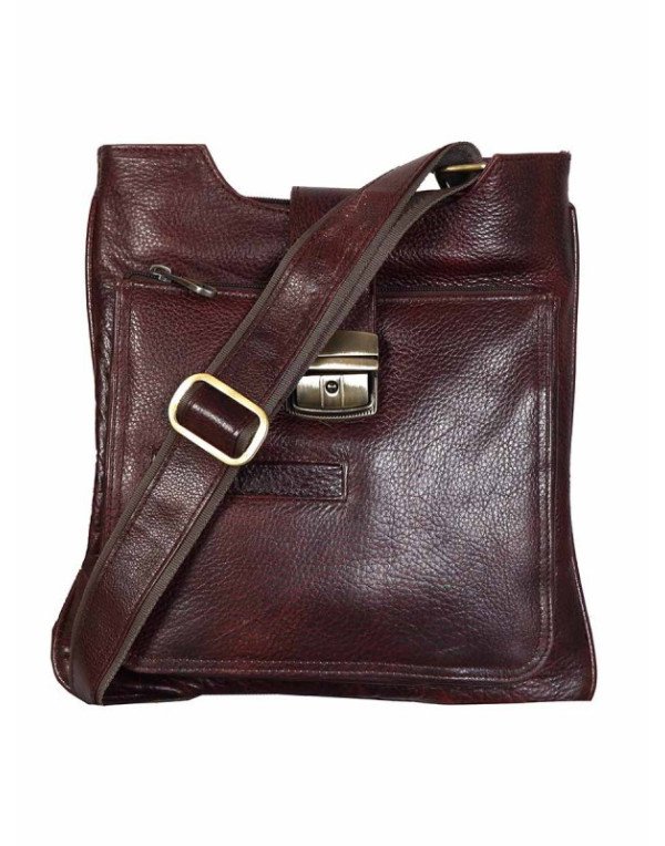 Genuine Leather Brown Designer Cross Body Reporter Bag SL02