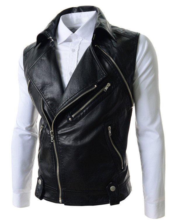 HugMe.fashion Genuine Leather Jacket with Detachable Sleeves for Men  JK111