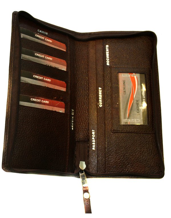 Brown Passport Leather Holder Cover, Wallet, Credit Card Organizer Pouch