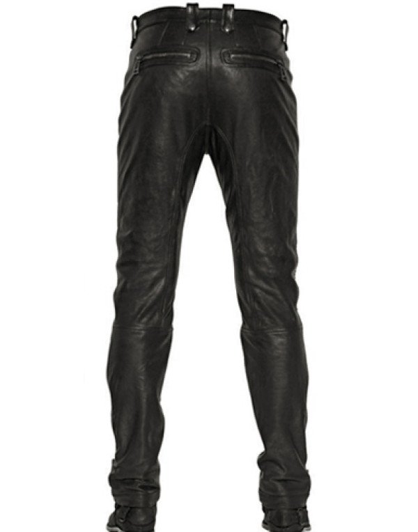 Genuine Sheep Leather Casual Trouser  For Men in Black Color PT14