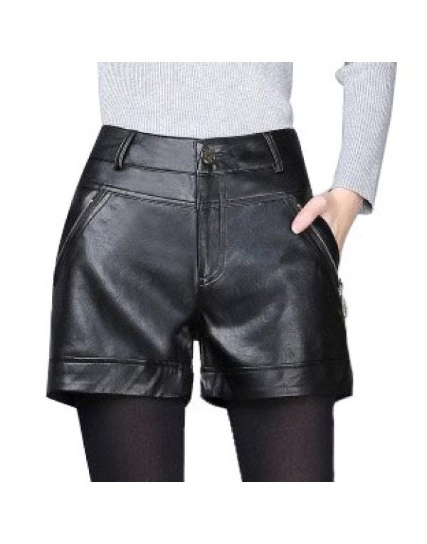 HugMe.fashion Soft Classic Sheep Leather Short In Black For Women SH10