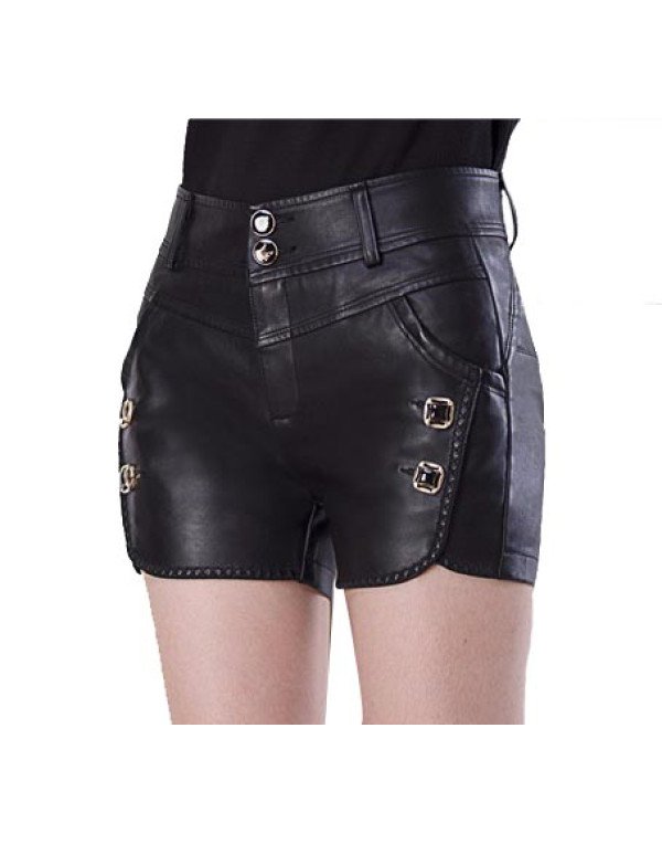 HugMe.fashion Solid Black Color Short in Sheep Leather SH9