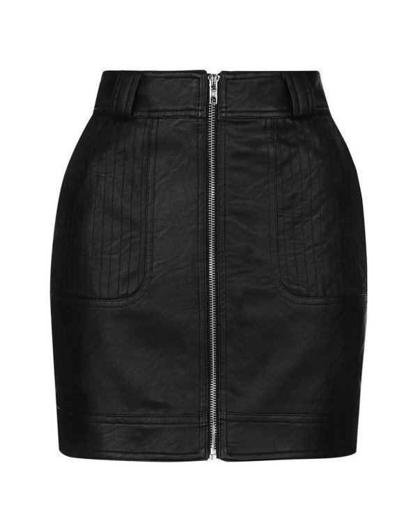 New Sheep Leather Skirt in Black Color with Zip Closer SK9