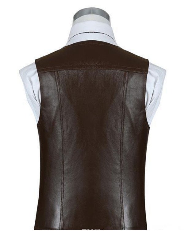 Genuine Sheep Leather Formal Waistcoat for Men in Brown and Black color WC06