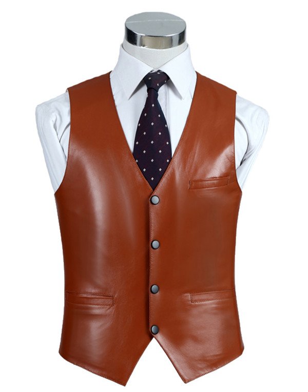 Genuine Sheep Leather Formal Waistcoat for Men in ...