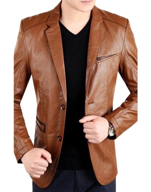 HugMe.fashion Leather Coat in Black Blazer Men Office Purpose JKB02