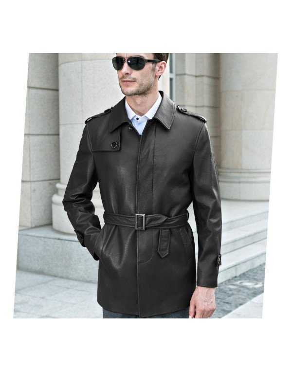 HugMe.Fashion Pure Leather Long Jacket